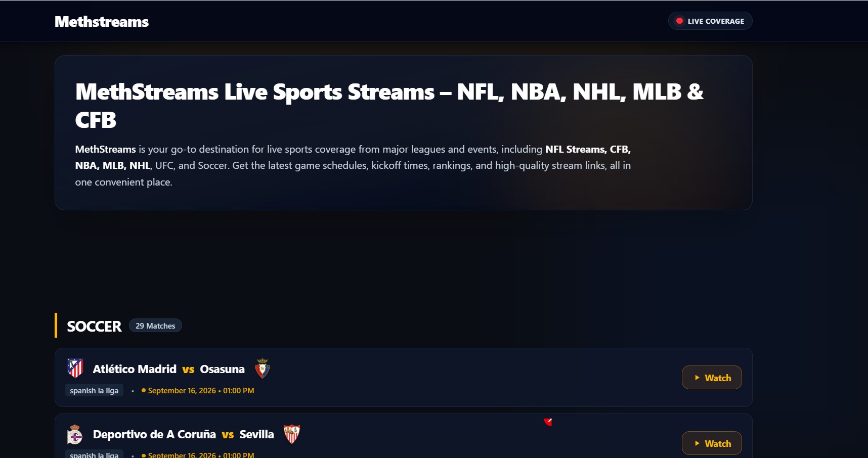 MethStreams - Premier Live NFL Streams, CFB, BuffStreams & CrackStreams Guide